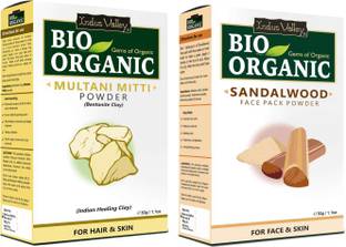 Indus Valley BIO Organic Multani Mitti & Sandalwood Face Pack Powder Combo Skin & Face Care