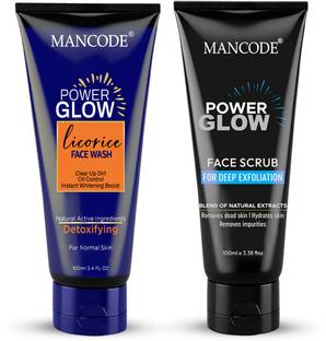 MANCODE Power Glow Face Wash & Power Glow Scrub Combo for Deep Cleanse & Exfoliate