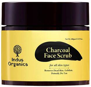 Indus Organics Charcoal Face Scrub,Tan Removal,Dead Skin Remover,Detan,Face Scrub For Women&Men Face Wash