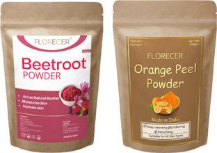 FLORECER 100% Pure Natural Orange Peel and Beetroot Powder for Face Pack (100 g each)