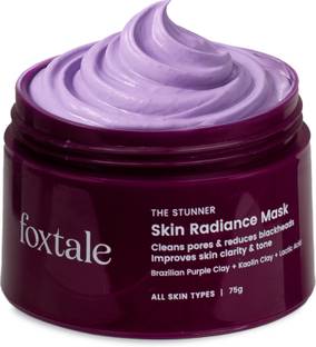 Foxtale Detan Skin Radiance Mask, With Lactic Acid & Brazilian Purple Clay, Removes Tan