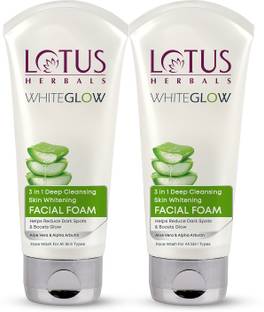 LOTUS HERBALS Whiteglow 3 In 1 Deep Cleaning Skin Whitening Facial Foam | 100g Face Wash