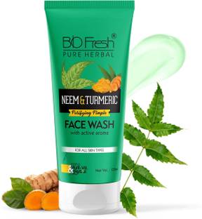 Biofresh Neem & Turmeric Glow  for Acne & Pimples, with Turmeric Extract & Neem Leaf Extract, Oil Control, Cleanses and Soothes skin, Reduce Dark Spot, Skin Glowing Face Wash