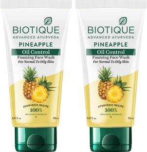 BIOTIQUE Pineapple Oil Control Foaming | Eliminates Excess Oil | Evens Skin Tone| 100% Botanical Extracts | Suitable for All Skin Types Face Wash