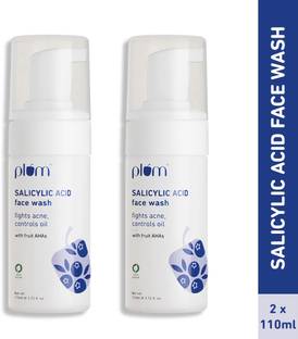 Plum 1% Salicylic Acid Anti Acne Gentle Foaming Cleanser | Controls Oil | Pack of 2 Face Wash