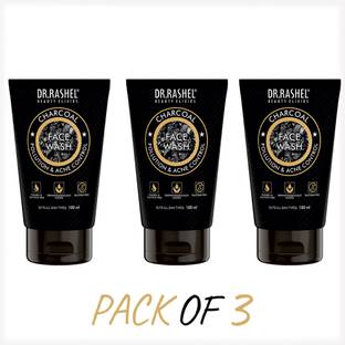 DR.RASHEL CHARCOAL FACE WASH FOR MEN THAT CONTROLS POLLUTION & ACNE PARABEN FREE PACK OF 3 Face Wash