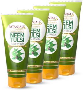 PATANJALI Saundarya Neem Tulsi  for Acne, Pimple & Glowing Skin - 100g x 4 Face Wash