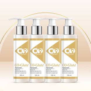 CO Skin Whitening Facewash with L-Glutathione, Vitamin C & E, and Kojic Acid | Daily Gentle Face Cleanser For Tan Removal, Pigmentation & Uneven Skin Tone | Pack of 4 Face Wash