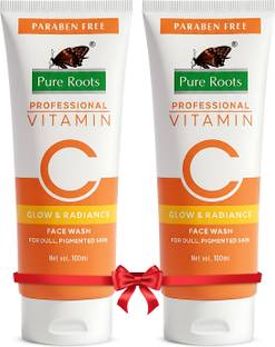 Pure Roots Vitamin C  pack of 2 - 100ML for Brightening, Glwoing, Cleansing Face Wash
