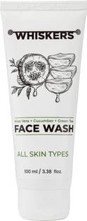 WHISKERS Aloevera & Vitamin C Facewash|Niacinamide|Green Tea|Cucumber|Hydrating, Radiant & Glowing Face Wash