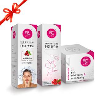 you ess Skin Whitening Night Cream (50gm) + Skin Whitening Body Lotion (200ml) + Skin Whitening Face Wash