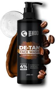 BEARDO De-Tan Facewash For Men | Tan Removal |Oil Control|Coffee, Aloe Vera & Vitamin E Face Wash