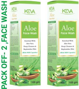 KEVA Aloe  - with Milli Capsules, Enriched with Aloe Vera (100X2=200g ) Face Wash