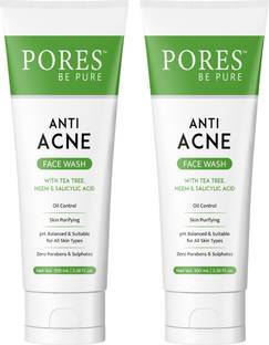 PORES BE PURE Anti Acne Gel Face Cleanser for Men & Women With Tea Tree Neem Salicylic Acid pH Balanced Chemical Free Face Wash