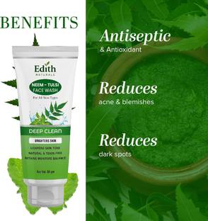 EDITH NATURALS Neem With Tulsi & Tea Tree Clears Acne & Pigmentation Balances Sebum  Face Wash