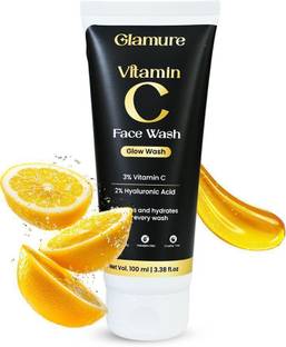 GLAMURE Vitamin C , Soap-Free Brightening & Hydrating Cleanser for Glowing Skin, Gentle Daily Use for Men & Women, Dry to Dull Skin Face Wash
