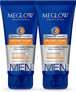meglow Instant Glow Facewash for Men with Glutathione, 100g Pack of 2 Face Wash