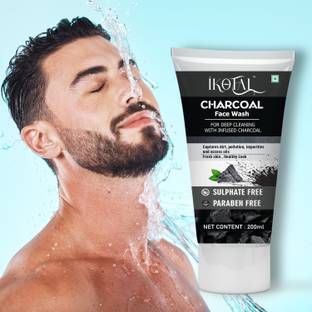 IKOTAL Charcoal / Natural Skin Cleanser for Men & Women, Sun Damage Skin Face Wash