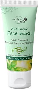 Herbs n Teenz  Anti-Acne Cleanser with Salicylic Acid & Neem Extract, for Tween & Teens, Skincare for All Skin Types, Sulfate & Paraben Free | 75ml Face Wash