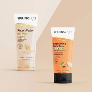 SPRING H2O Rice Water  & Brightening Complete  Combo, Minimize Pores, Reduce Dark Spot & Brightening Skin  Face Wash