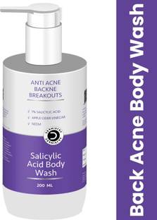 DERMISTRY 1% Salicylic Acid Body Wash for Back Acne & Oily Skin with Neem Zinc Niacinamide Scrub