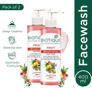 BIOTIQUE Fruit Brightening |Brightens & Soften Skin, 100% soap free|Men & Women Face Wash