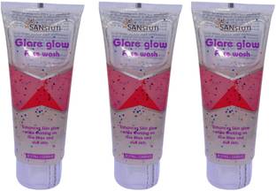 Glare glow Glowing Skin , Clear, Brighten, and Remove Fine Lines with Glycolic Acid, Vitamin E, and Glycerin | Pack of 3 Face Wash