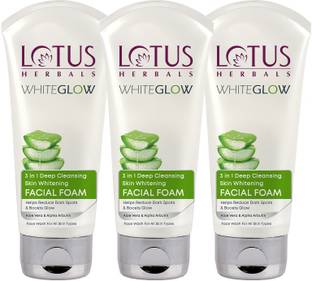 LOTUS Herbals WHITEGLOW 3 in 1 Deep Cleansing Skin Whitening Facial Foam Face Wash