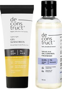 deconstruct Oily Skin Essentials: Salicylic Oil Control  Cleanser & SPF 50+ Gel Sunscreen Face Wash