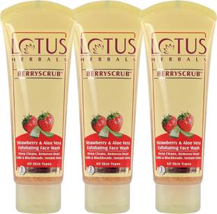 LOTUS HERBALS Berry Scrub Strawberry & Aloe Vera Exfoliating Face Wash