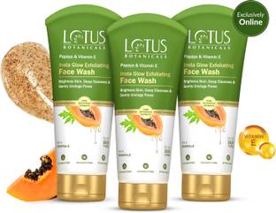 Lotus Botanicals Papaya & Vitamin E Insta Glow Exfoliating  |Deep Cleanses |Pack Of 3 Face Wash