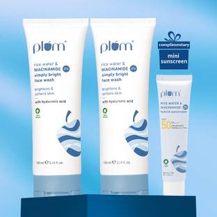 Plum 2% Niacinamide With Rice Water For Bright, Soft Skin | Non-drying, Gentle Face Wash