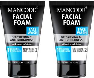 MANCODE Facial Foam face wash for men skin Detoxifying & Anti Roughness with micro exfoliator scrub help to detox and get smoothens skin texture men pack of 2 Face Wash