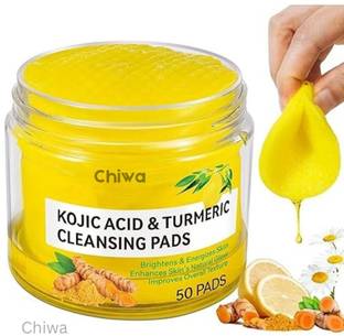 CHIWA Kojic Acid & Turmeric Cleansing Pads for Gentle Skin Brightening Face Wash