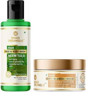 khadi ORGANIQUE Anti-Blemish Cream & Neem Tulsi Natural Face & Body Wash Combo Face Wash