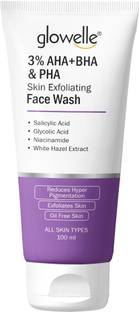 glowelle Skin Brightening Acne & Oil Control 3% AHA BHA & PHA Exfoliating  Face Wash