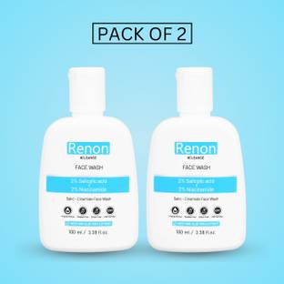 Renon 2 % Salicylic acid and 2 % Niacinamide Facewash with Neem and Aloe Vera Extract |Silicon Free | Oily and Acne Prone Skin  Face Wash