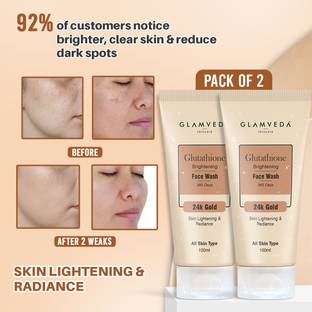 GLAMVEDA Glutathione 24 k Gold Brightening ,Reduce Dark Spots & Pigmentation (Pack Of 2) Face Wash