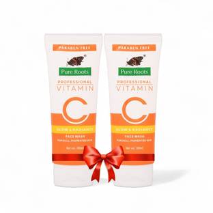 Pure Roots Vitamin C  pack of 2 - 100ML for Brightening, Glwoing, Cleansing Face Wash