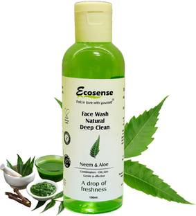 Ecosense Neem & Aloe Vera Face wash with Tea Tree Extract for Acne & Pimples | Detoxifies Skin | Purifies for Glowing Skin Face Wash