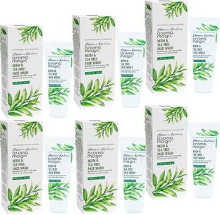 NG MART AROMA MAGIC NEEM & TEA TREE FACEWASH FOR PIMPLES ,ACNE & SPOTS REMOVE BRIGHT FACE PACK OF 100ml x 6 Face Wash