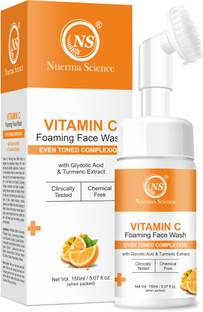 Nuerma Science Vitamin C FaceWash with Glycolic Acid & Turmeric for Even Toned Complexion, Skin Lightening, Boosting Skin Glow, Reduce Spots & Pigmentation, Reduce Dull Skin & Makes Skin Soft and Smooth Face Wash