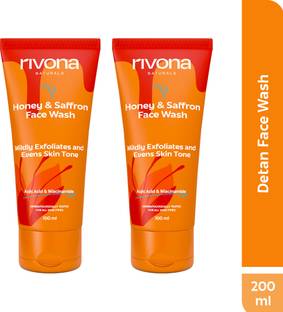 RIVONA NATURALS Honey & Saffron | Kojic Acid + Niacinamide |All Skin types |(Pack 2) Face Wash