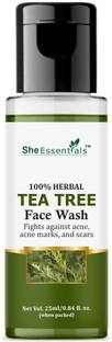 She Essentials Tea Tree enriched with Neem, Aloe Vera, Glycolic Acid for Acne Control, Oil Control, Skin Fairness & Acne Marks Clear- SLS & Paraben Free Face Wash