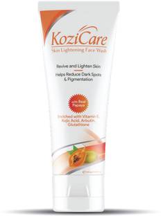 Kozicare Skin Lightening/Brightening Papaya Detan Facewash with Papaya, Kojic Acid, Vitamin E, Glutathione, Lactic Acid, Olive Oil | Uneven Skin Tone, Reduce Dark Spots, Pigmentation and Oil | All Skin Types - 100ml Face Wash