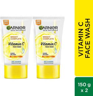 GARNIER Bright Complete VITAMIN C , 150g (Pack of 2)|Brighter and Glowing Skin Face Wash