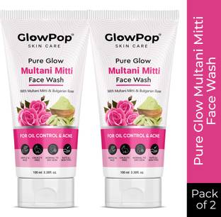GlowPop Multani Mitti FaceWash & Bulgarian Rose For Oil Control & Acne - Men & Women 100 ml | Suits All Skin Types | Hydrating & Gentle | Paraben-Free | No Silicones | Sulphate-Free Face Wash