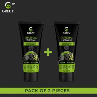 Grecy Charcoal Facewash For Deep Cleansing with Activated Charcoal Men & Women All Skin Types  (Pack of 2) Face Wash