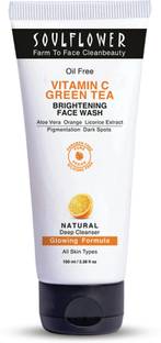 Soulflower Herbal Vitamin C 0.5% Green Tea Brightening Foaming  Face Wash