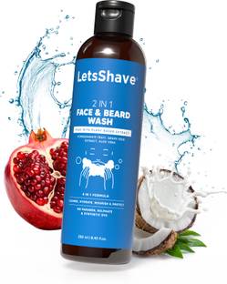 LetsShave 2-in-1 Face & Beard Wash for Men (250ml), Natural Gentle Cleanser, Paraben & Sulphate-Free Face Wash